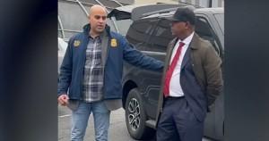Newark Mayor Ras Baraka being arrested by ICE agent