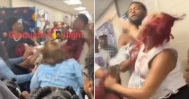 Parents fight at Kindergarten Graduation in Faulk Elementary School
