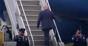 President Trump tripping up steps of Air Force One