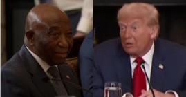 President Donald Trump praised Liberian President Joseph Boakai's English