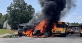 Three school buses set to fire by two 10-year-old kids