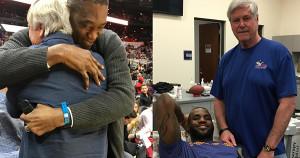 Pete Babcock with Lebron James and Dikembe Mutombo