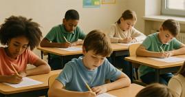 Third grade students taking reading exams