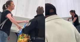 White woman ranting about brown people in a grocery store