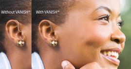 Black woman wearing Vanish hearing aid product
