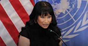 Nicki Minaj giving her UN speech