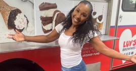 Andrea Lacy, Founder of Luvs Brownies celebrating 30 years in business at the Superbowl