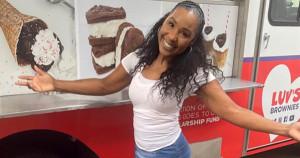 Andrea Lacy, Founder of Luvs Brownies celebrating 30 years in business at the Superbowl