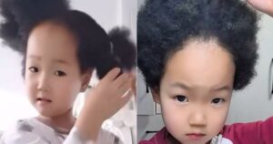 Chinese girl with natural curly hair