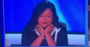 Dominique Dillon, news anchor appeared to have fallen asleep