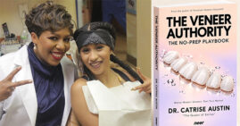 Dr. Catrise Austin and Cardi B with her new book, The Veneer Authority