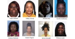 Nejlai Mitchell, Tiffany Moody, Shaneen Ray, Eyoubo McBurney, Katrena Stanback, Jeannie Negron, Sylvia Swindell, and Whitnee Leach
