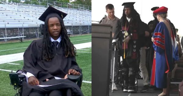 23-Year-Old Black Student Who is Paralyzed Walks Across the Stage at His Graduation Ceremony