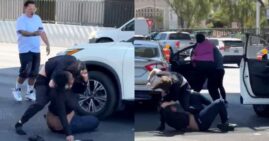 White man beats Black woman during a road rage dispute