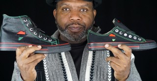 Tariq Edmonson, with custom African sneakers
