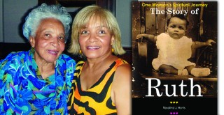 Rosalind Bee Harris with her mom and their bookcover