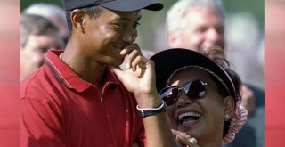 Tiger Woods with his mom