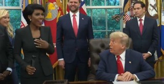 Donald Trump telling a Black reporter she is beautiful